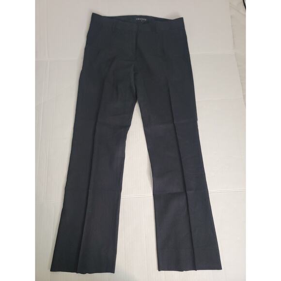 Theory Trouser Pants Womens SZ 10 Straight Leg Linen Blend High Rise Black - Picture 2 of 9